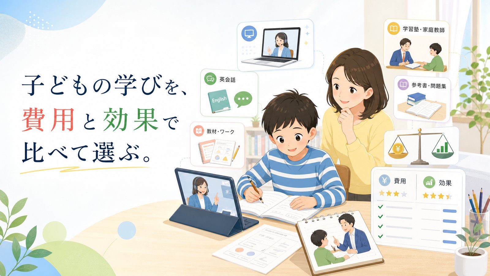 こどもまなびラボ|子どもの学びを、費用と効果で比べて選ぶ。通信教育・子供英会話・家庭教師をまとめて比較