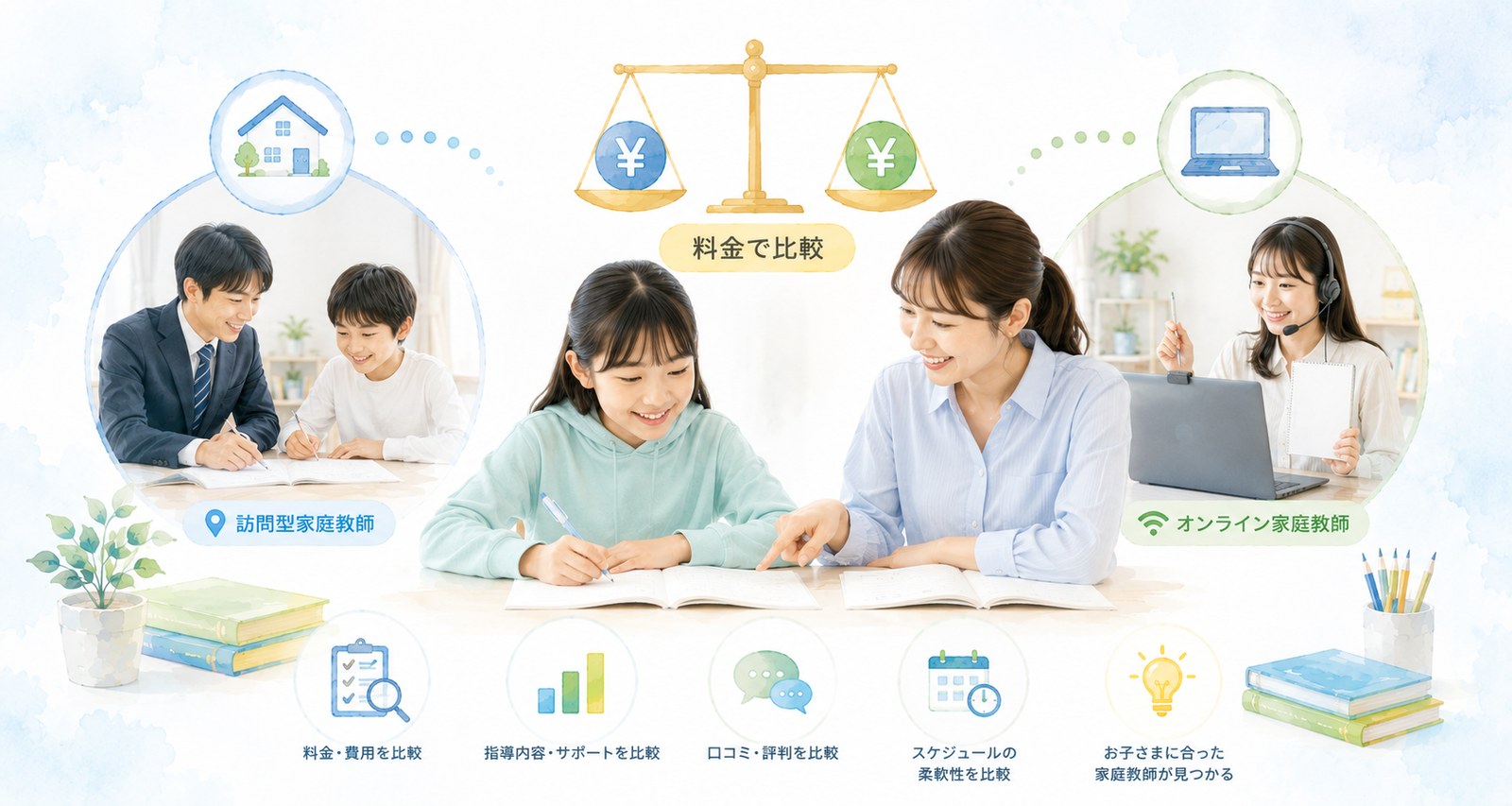 家庭教師（訪問・オンライン）の比較